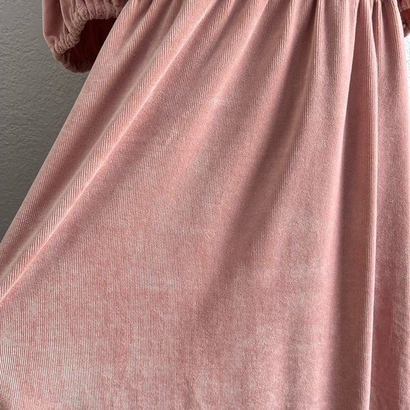 ASOS Corduroy Blush Pink Puff Sleeve Square Neck Midi Dress Prairie Boho Sz 2 - Picture 6 of 7